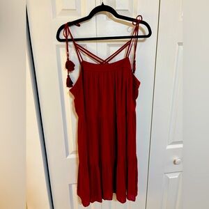Maroon Strappy Tie sleeve mini dress from LOFT